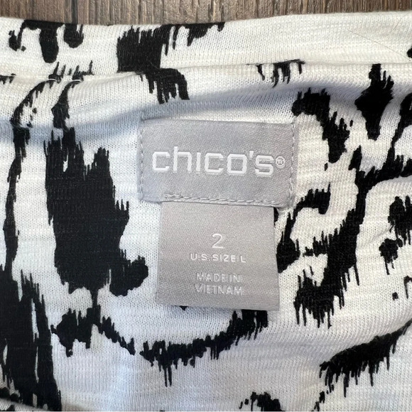 Chicos Button Back Whimsy Slub Tee SZ 2/LG - Picture 7 of 7